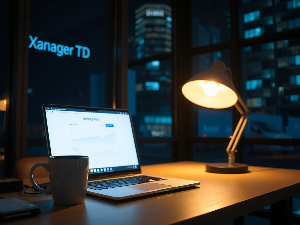 Modern office environment signifying data analysis